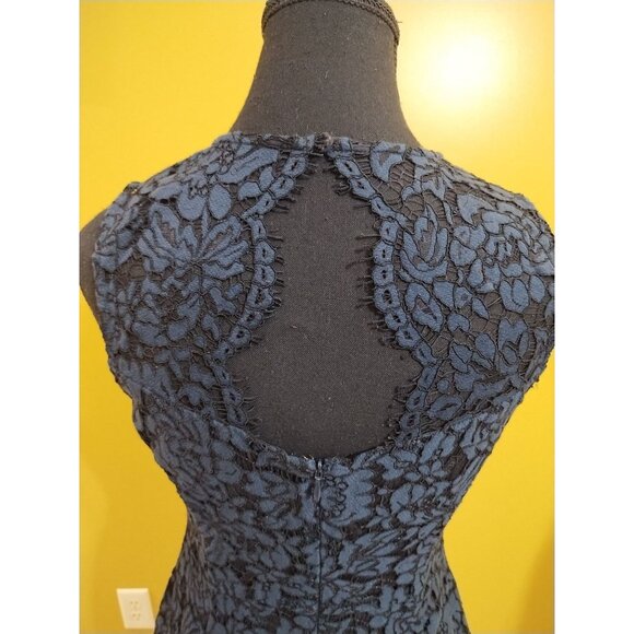 Banana Republic Sleeveless Lacy Navy Blue Cocktail Mini Dress 0P Glam Coquette - Picture 3 of 6